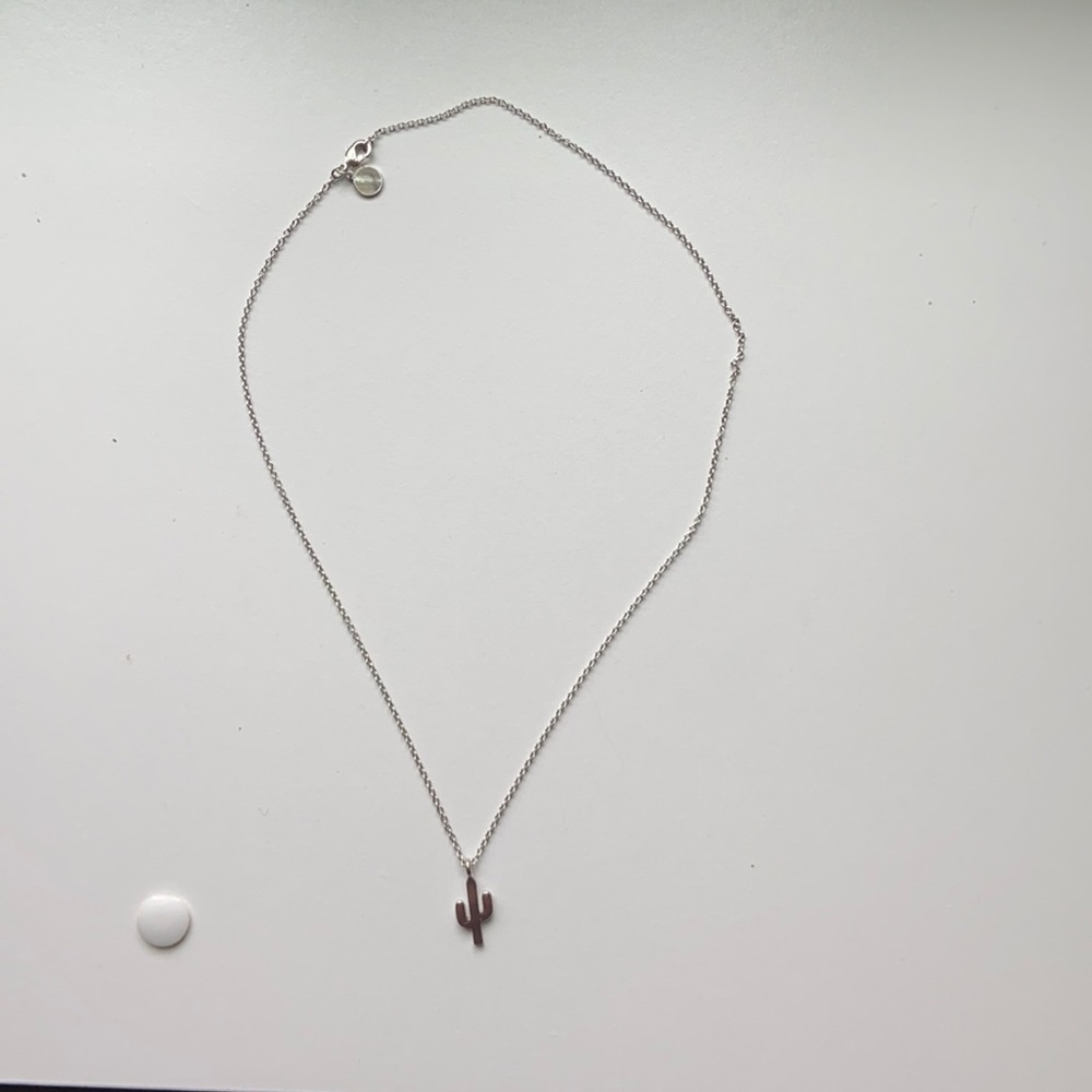 silver cactus necklace